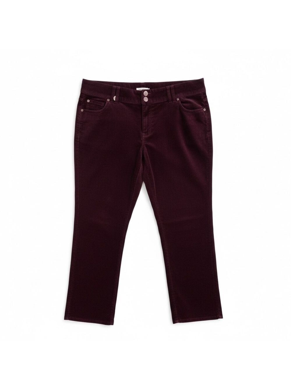 Monsoon Plum Corduroy Cropped Pants UK 14 US 10 Straight Leg Stretch